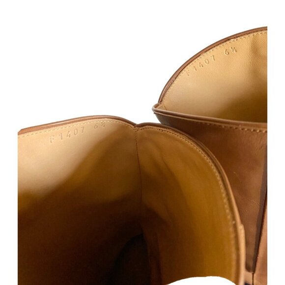 Lucchese Clarissa Western Dress Boot Sz 6.5 Luggage Leather Pointed Toe Mid Calf - Picture 11 of 16